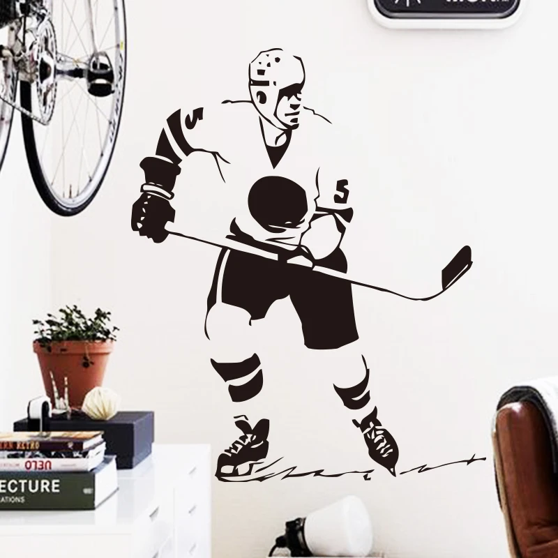 Art new design home decoration ice hockey Vinyl wall sticker Cheap Removable puck sports house decor decals in bedroom shop | Дом и сад