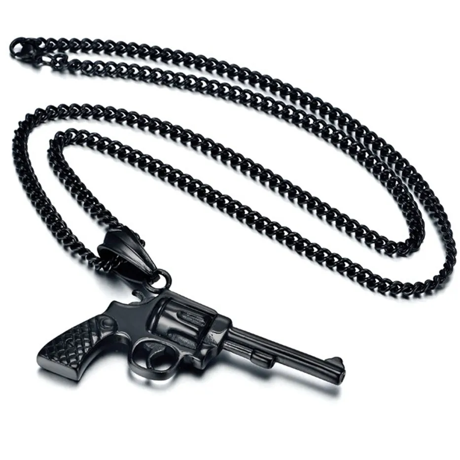 Black/Gold Revolver Gun Necklaces & Pendants 4Size Stainless Steel Chain Hip Hip Women Men Jewelry Wholesale erkek kolye XL731
Black/Gold Revolver Gun Necklaces & Pendants 4Size Stainless Steel Chain Hip Hip Women Men Jewelry Wholesale erkek kolye XL731