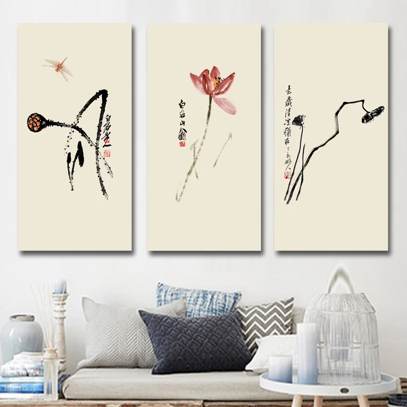 Современные китайские чернила Lotus Qi Baishi известная Печать холст картины для