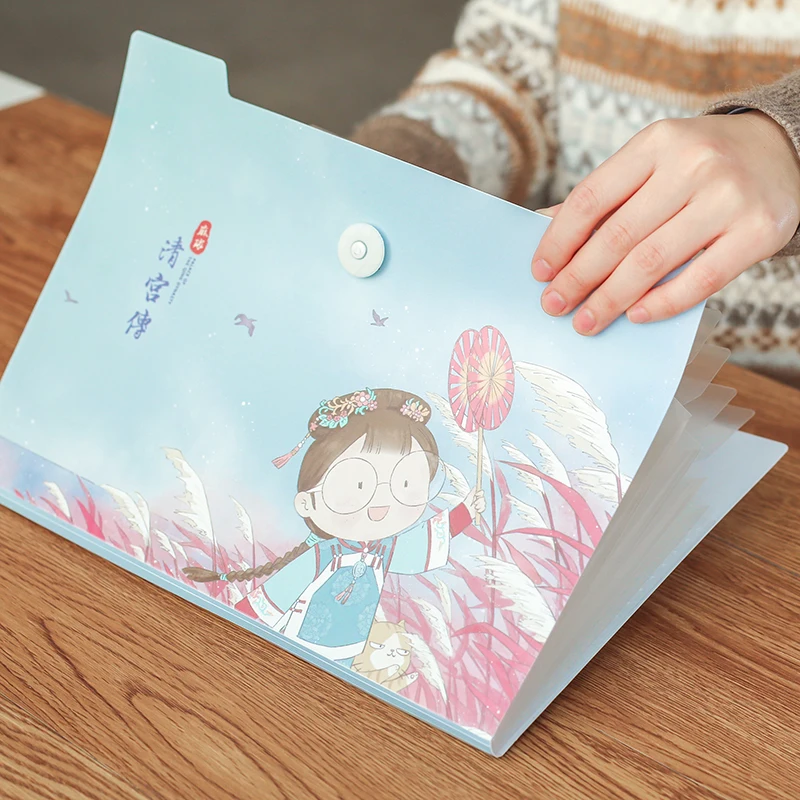 Новая мода 2019 милый китайский стиль Qinggong 5-слойная эластичная папка для