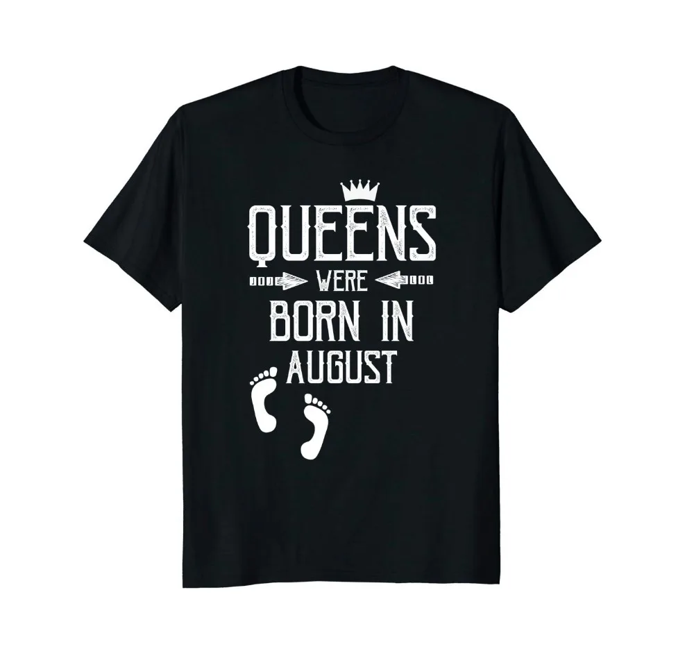 Фото Queens Was Born In August Birthday Crown Footprints новейшая коллекция 2019 года модные летние хлопковые