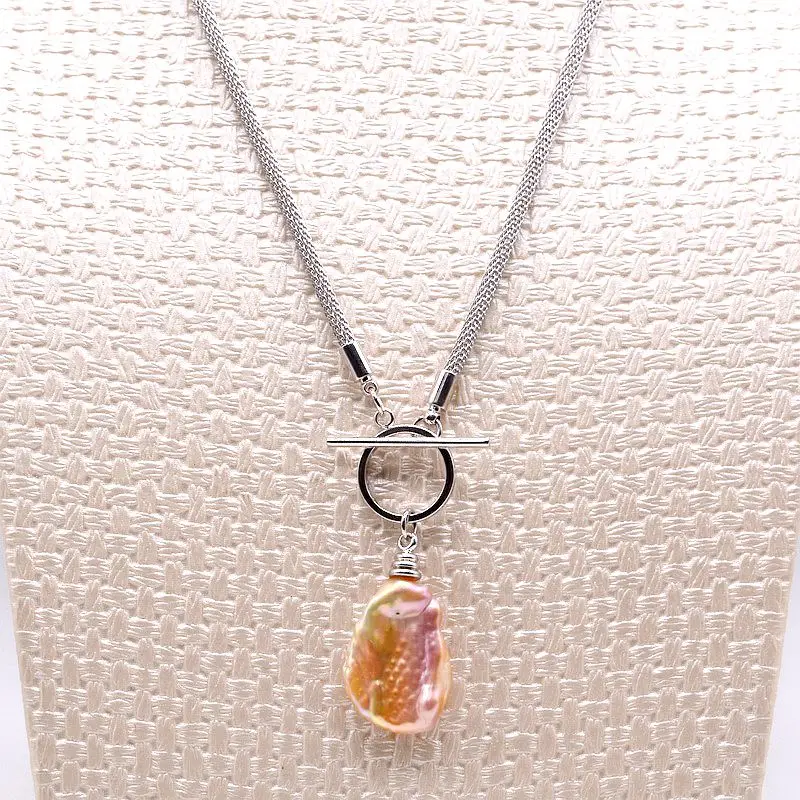 Ladies Silver Necklace Natural Pink Freshwater Pearl OT Buckle Necklace Water Drop Baroque Pearl Pendant Silver Necklace
Ladies Silver Necklace Natural Pink Freshwater Pearl OT Buckle Necklace Water Drop Baroque Pearl Pendant Silver Necklace