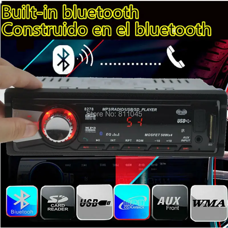 New 12V Car Radio Player MP3 car Audio Player Bluetooth Phone with USB/SD card/MMC Car radios hand free bluetooth In-Dash 1 DIN
New 12V Car Radio Player MP3 car Audio Player Bluetooth Phone with USB/SD card/MMC Car radios hand free bluetooth In-Dash 1 DIN