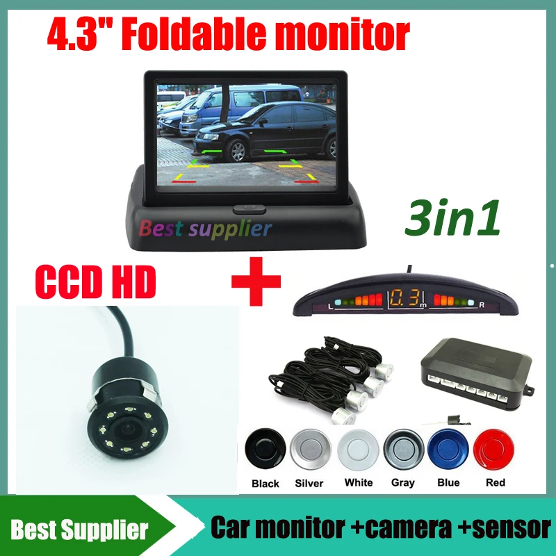 3in1 Система помощи при парковке для автомобиля HD 4 3 ''монитор + CCD универсальная