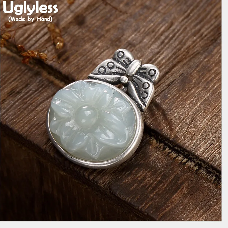 Uglyless Real Solid 925 Sterling Silver Natural Jade Flower Pendants for Women Handmade Thai Silver Butterfly Necklaces NO Chain
Uglyless Real Solid 925 Sterling Silver Natural Jade Flower Pendants for Women Handmade Thai Silver Butterfly Necklaces NO Chain