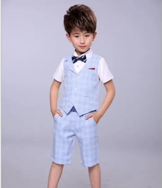 Children's suit 2PCS Vest+Shorts Kids Boys Summer Clothing suit New Gentleman Children Wedding Party Wear Plaid Formal Suit
Children's suit 2PCS Vest+Shorts Kids Boys Summer Clothing suit New Gentleman Children Wedding Party Wear Plaid Formal Suit