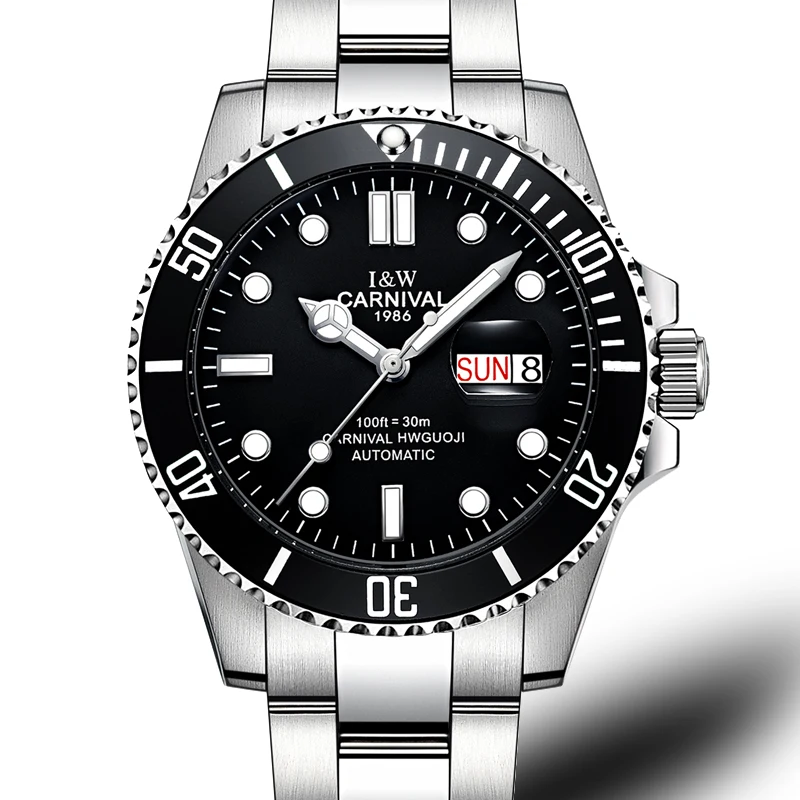 Brand Luxury CARNIVAL Watch Men GMT Automatic Mechanical Men Watches Luminous Sapphire Stainless Steel Diving Mens Watch C-87563
Brand Luxury CARNIVAL Watch Men GMT Automatic Mechanical Men Watches Luminous Sapphire Stainless Steel Diving Mens Watch C-87563
