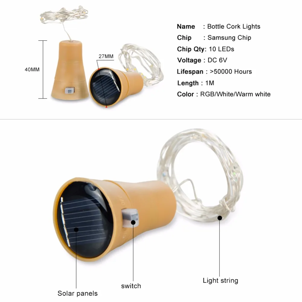20 Leds Antorcha Solar Wine Bottle Lights Christmas Cork Fairy Light LED Copper wire Outdoor Garland Christmas String Sun Light
20 Leds Antorcha Solar Wine Bottle Lights Christmas Cork Fairy Light LED Copper wire Outdoor Garland Christmas String Sun Light