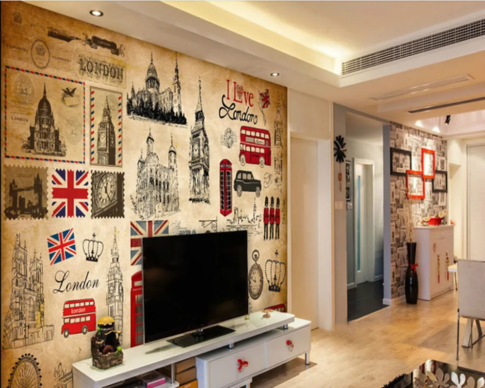 

Custom vintage wallpaper, Retro Europe London,murals for living room bar KTV restaurant background wall embossed papel de parede