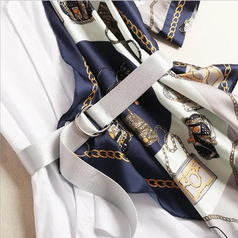 New Fashion Designer Summer Dress Women 2019 Elegant Turn Down Collar Chains Print Patchwork Casual Loose Shirt Dress with belt
New Fashion Designer Summer Dress Women 2019 Elegant Turn Down Collar Chains Print Patchwork Casual Loose Shirt Dress with belt
