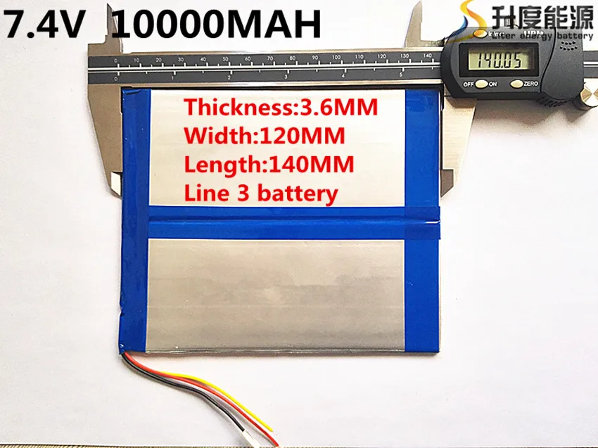 7,4 V, 10000mAH 36120140 (полимерный литий-ионный аккумулятор) большой 9,7-дюймовый планшетный компьютер батареи 10,1 панели S7/S9 и A1
7,4 V, 10000mAH 36120140 (полимерный литий-ионный аккумулятор) большой 9,7-дюймовый планшетный компьютер батареи 10,1 панели S7/S9 и A1