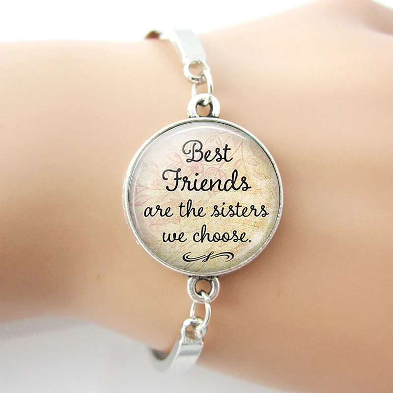 

Best Friends Are The Sisters We Choose Friendship Quote Bracelet Bangle Chain Steel Bracelet Jewelry Gift for Women Girls friend