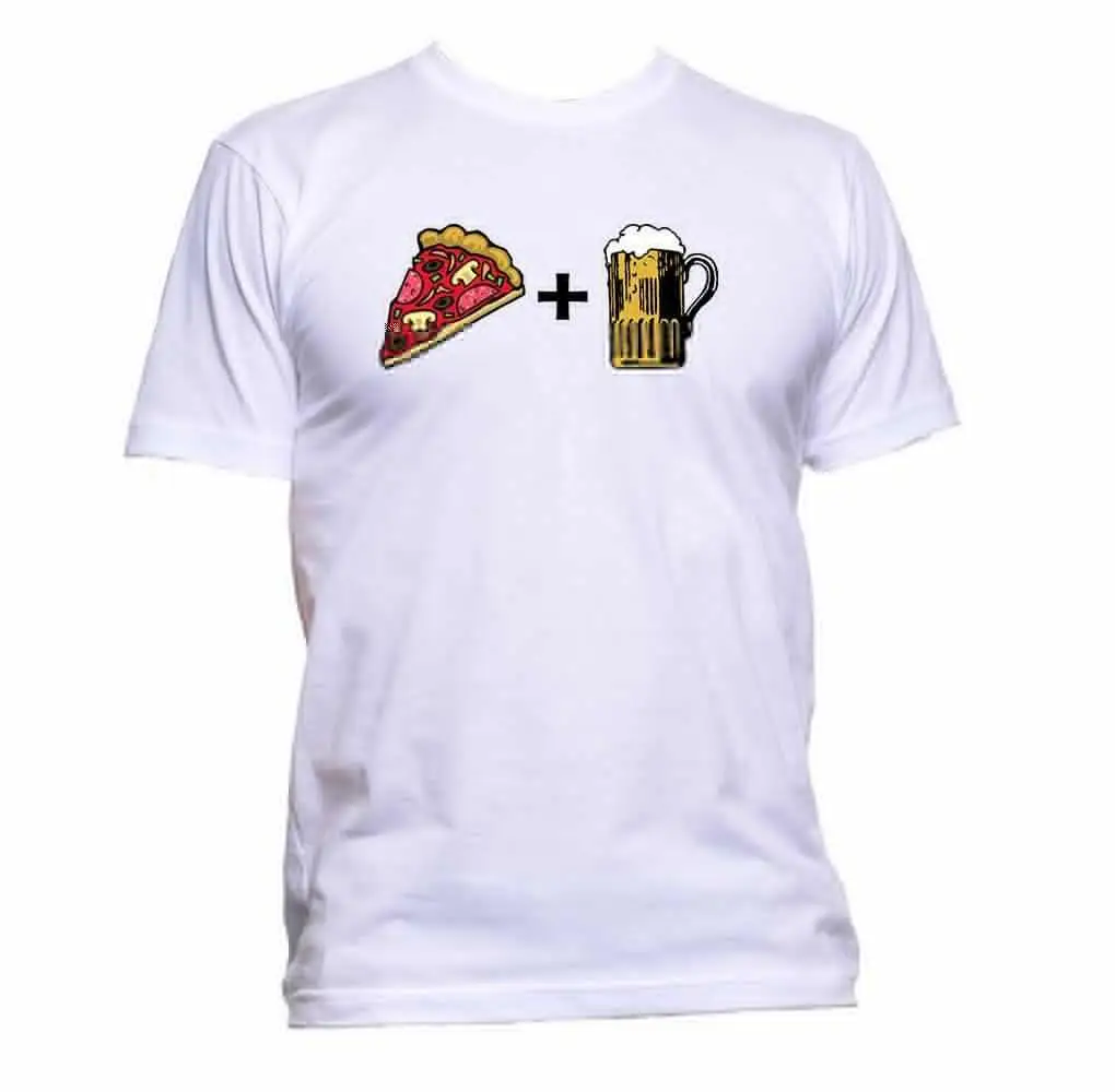 

Print T Shirt Men Hot Pizza Plus Beer Gymnast Fitness Slogan T-Shirt Mens Womens Unisex Fashion Comedy O-Neck T Shirt
