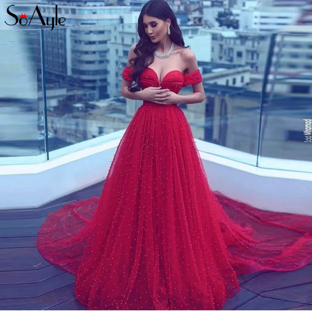 SoAyle Luxury pearl Prom Dresses 2018 Heavy Beaded Prom Dress Red Evening dresses Off the Shoulder vestido longo Long Dresses
SoAyle Luxury pearl Prom Dresses 2018 Heavy Beaded Prom Dress Red Evening dresses Off the Shoulder vestido longo Long Dresses