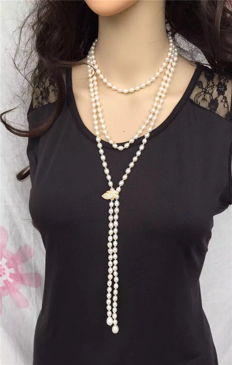 Natural 7-8mm pearl female fashion atmospheric simple long accessories decorative sweater chain waist chain necklace 100inch
Natural 7-8mm pearl female fashion atmospheric simple long accessories decorative sweater chain waist chain necklace 100inch