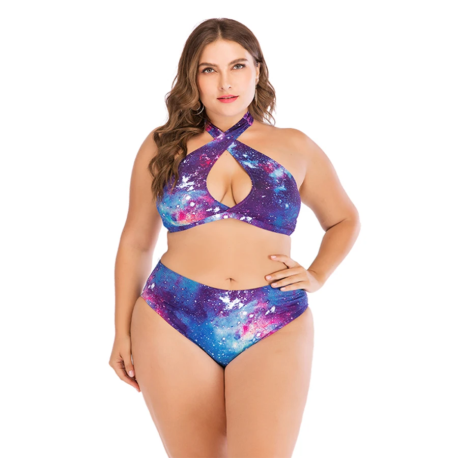 Женский раздельный купальник со звездным небом, Раздельный купальник с завышенной талией, размеры XL 
Женский раздельный купальник со звездным небом, Раздельный купальник с завышенной талией, размеры XL