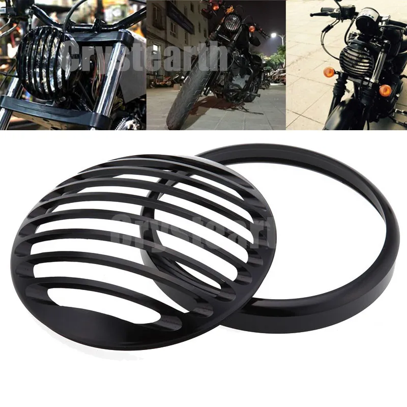 

Мотоциклетный аксессуар 5 3/4 дюйма, алюминиевый черный чехол для гриля для Harley 5,75 дюйма, налобный фонарь, налобный фонарь Sportster XL 883 1200 04-14
