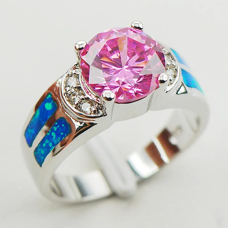 Pink Crystal Zircon Blue Fire Opal 925 Sterling Silver Woman Ring Size 6 7 8 9 10 R1174 Fashion Jewelry
Pink Crystal Zircon Blue Fire Opal 925 Sterling Silver Woman Ring Size 6 7 8 9 10 R1174 Fashion Jewelry