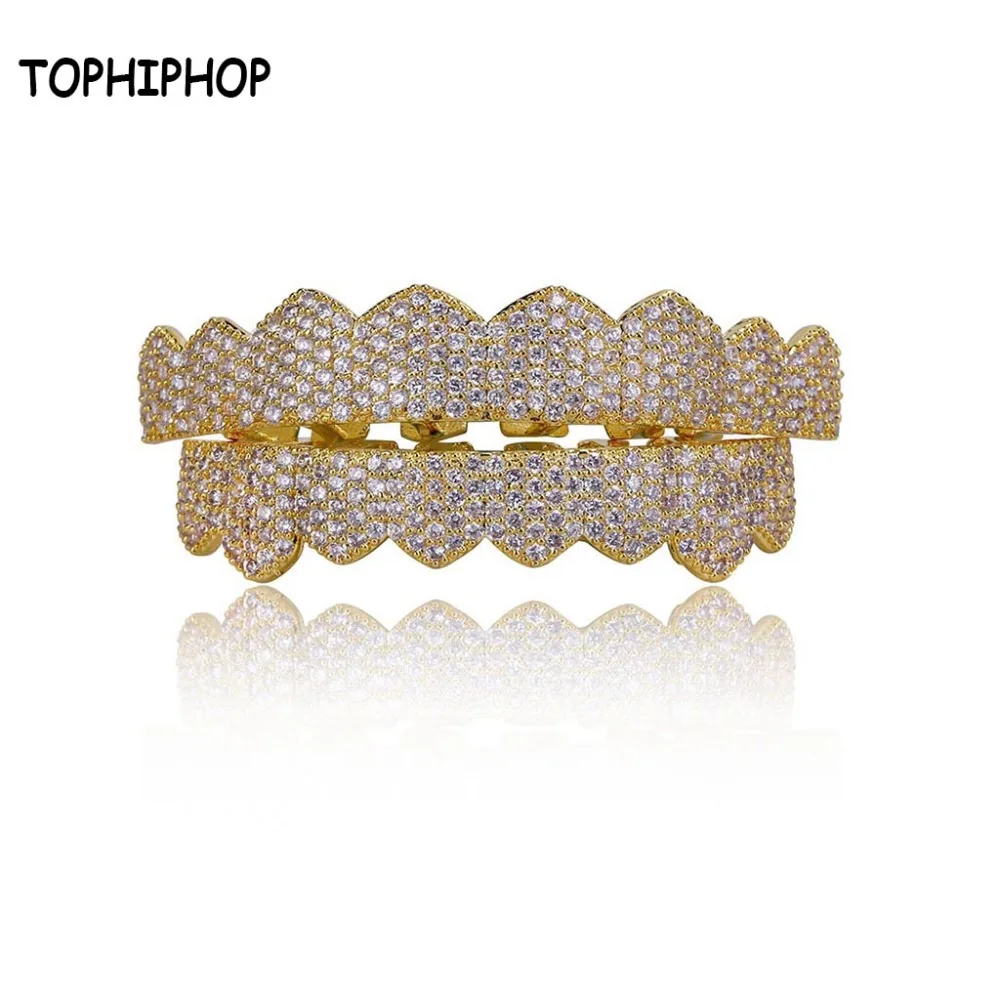 TOPHIPHOP Golden Silver Hip Hop Teeth Grill Ice Out Micro Pave Zircon Top and Bottom Teeth Grill Set Teeth Jewelry
TOPHIPHOP Golden Silver Hip Hop Teeth Grill Ice Out Micro Pave Zircon Top and Bottom Teeth Grill Set Teeth Jewelry