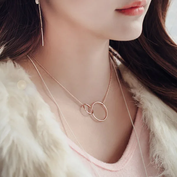 Drop Shipping 925 Sterling Silver Chain Necklaces Double Circle Pendants&Necklaces Jewelry Collar Colar de Plata
Drop Shipping 925 Sterling Silver Chain Necklaces Double Circle Pendants&Necklaces Jewelry Collar Colar de Plata