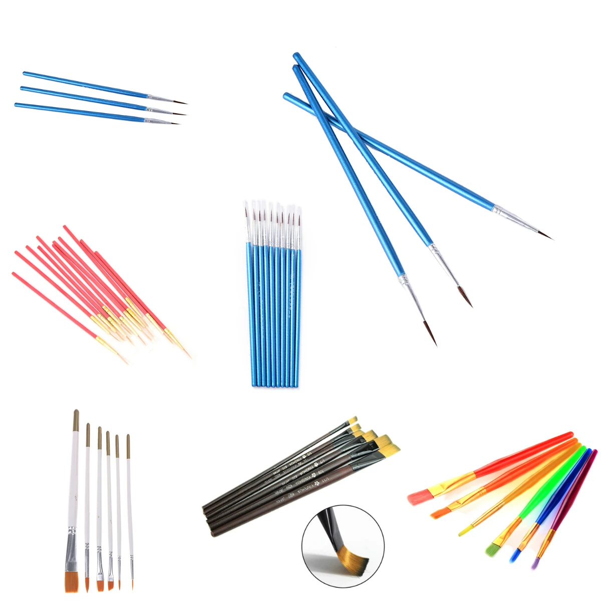 

1set Watercolor Gouache Paint Brushes Nylon Hair Oil Painting Brush Set Drawing Art Supplies Thin Hook Line Pen