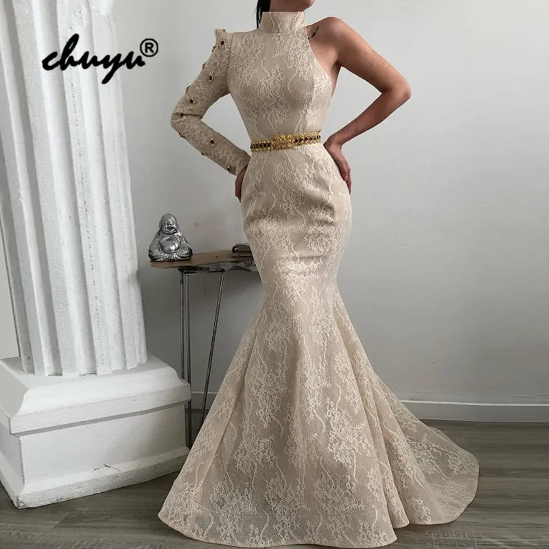 Champagne Muslim Evening Dresses One Shoulder Lace Illusion vestido de festa Islamic Dubai Saudi Arabic Evening Gown Prom Dress
Champagne Muslim Evening Dresses One Shoulder Lace Illusion vestido de festa Islamic Dubai Saudi Arabic Evening Gown Prom Dress