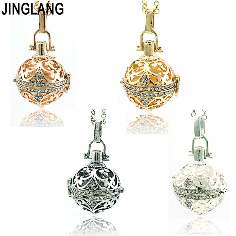 JINGLANG Fashion Angel Necklace Baby Chime Musical Bells Ball Rhinestoe Cage Pendant Necklace For Pregnant Women Jewelry
JINGLANG Fashion Angel Necklace Baby Chime Musical Bells Ball Rhinestoe Cage Pendant Necklace For Pregnant Women Jewelry