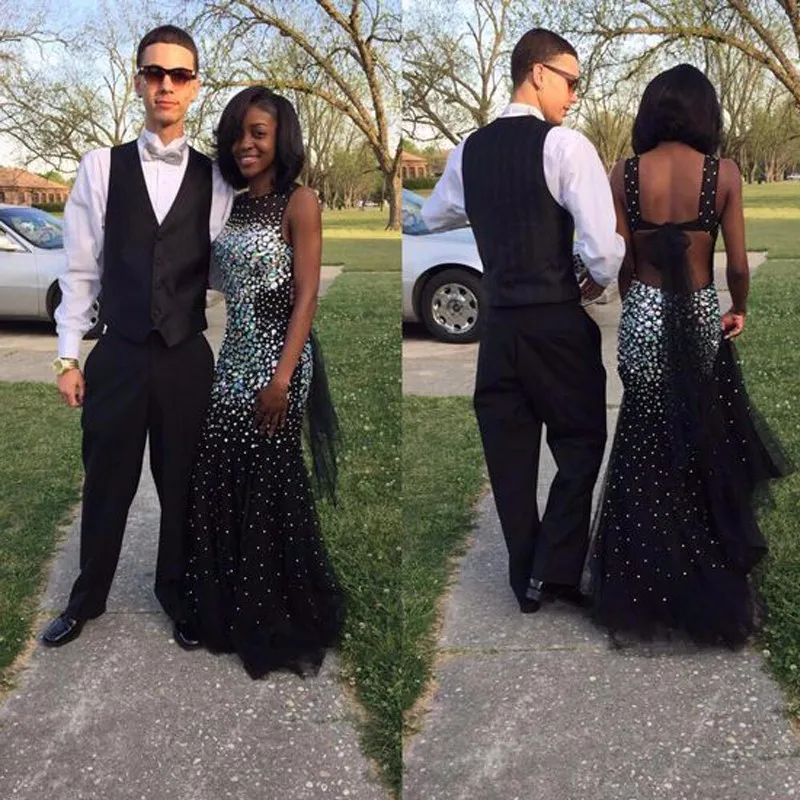 Backless Mermaid Beading Black Prom Dresses 2019 Floor Length Tulle Crystal Out Door Formal Party Prom Dresses Custom Made
Backless Mermaid Beading Black Prom Dresses 2019 Floor Length Tulle Crystal Out Door Formal Party Prom Dresses Custom Made