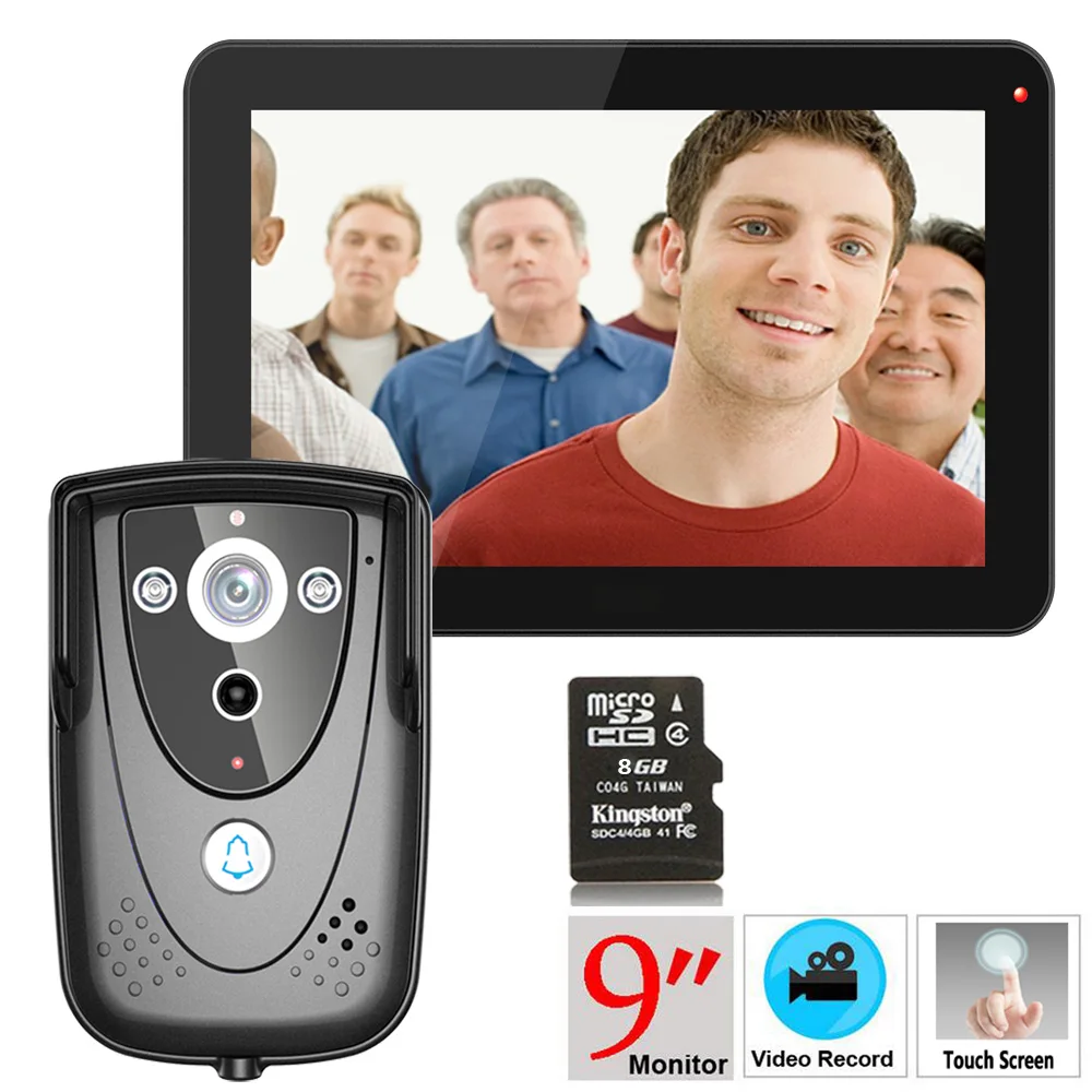 Free Shipping! 9" DVR Color Touch Screen Video Door Phone with PIR Record intercom System with IR camera 8G SD card
Free Shipping! 9" DVR Color Touch Screen Video Door Phone with PIR Record intercom System with IR camera 8G SD card