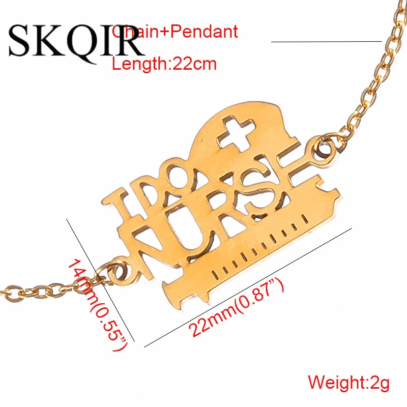 SKQIR Unique Medical Sign Bracelets Jewellry For Women Silver Color Stainless Steel Chain I Do Nurse Doctor Bracelet | Украшения и