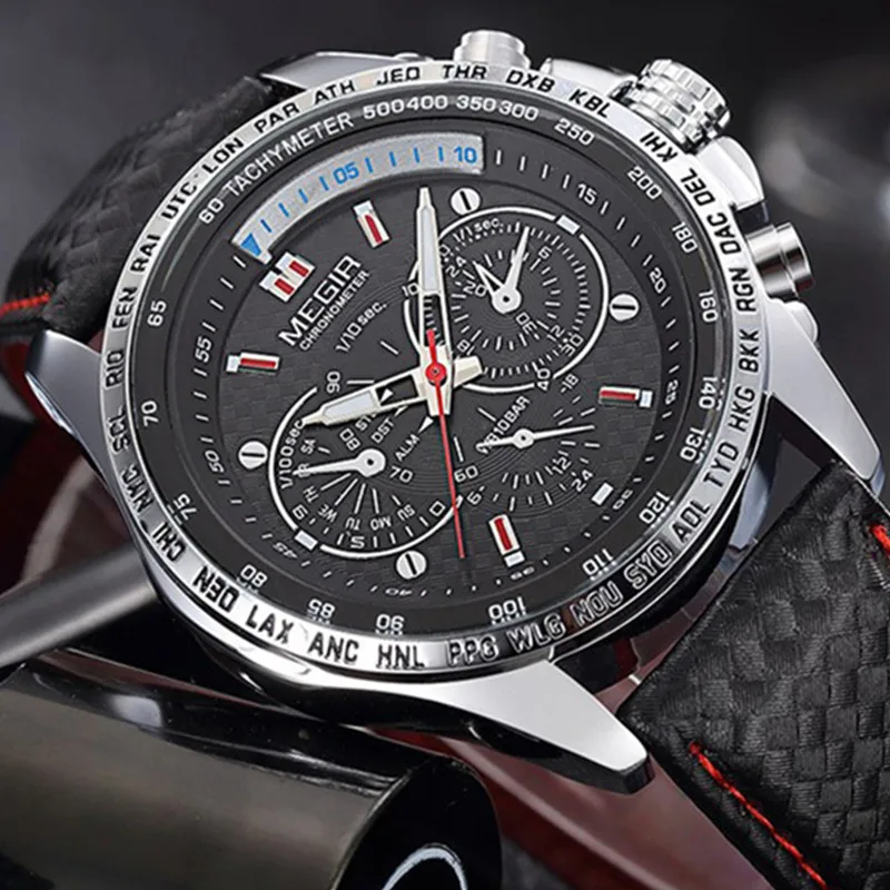 MEGIR Top Brand Luxury Sport Watch Men Luminous Waterproof Leather Quartz Men's Watch Clock Fashion Men Watch Relogio Masculino
MEGIR Top Brand Luxury Sport Watch Men Luminous Waterproof Leather Quartz Men's Watch Clock Fashion Men Watch Relogio Masculino