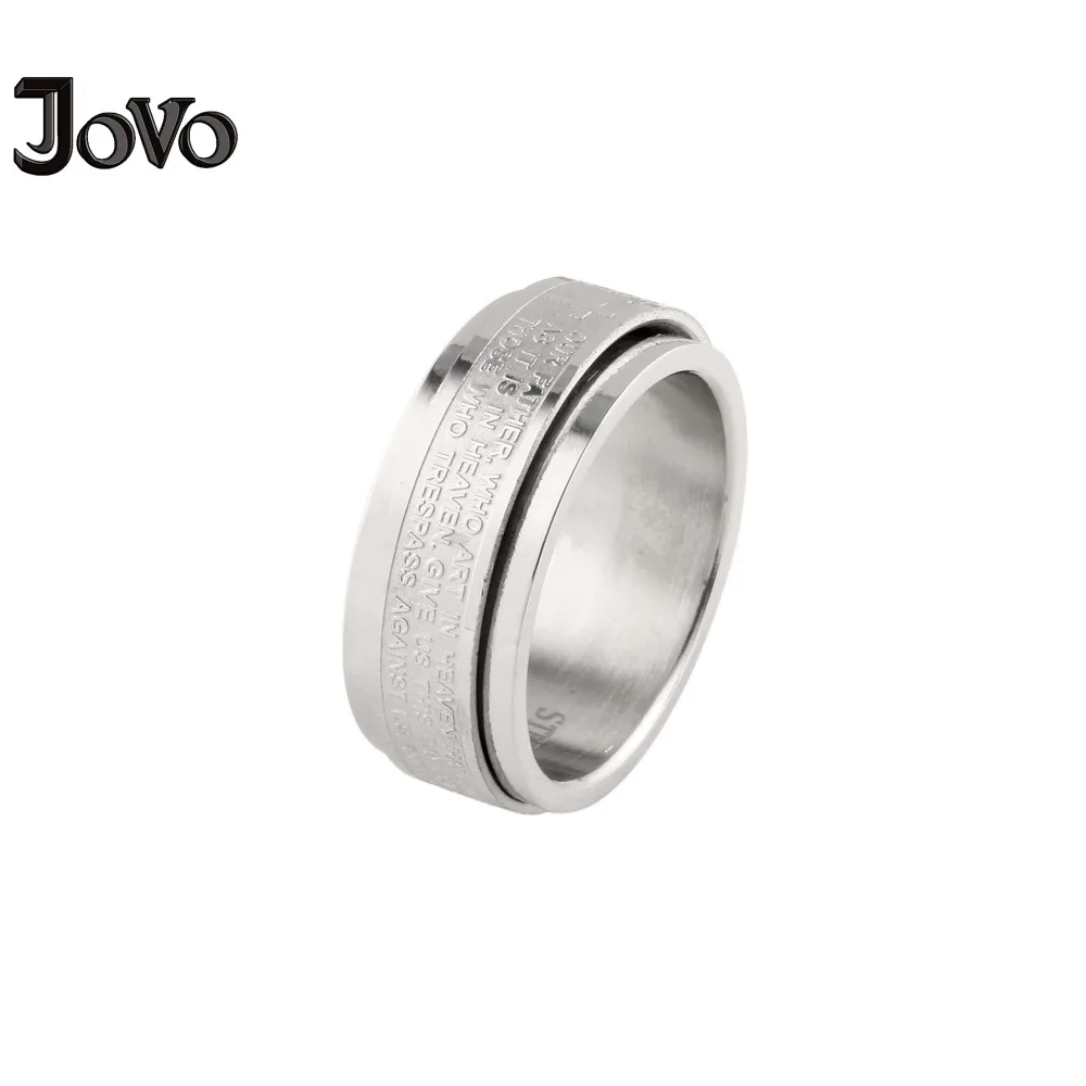 Мужские классические круглые кольца JOVO модного серебристого цвета 316L из