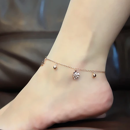 Top Quality Fashion Rose Gold Color Stainless Material Bells and Clovers Charms Foot Bracelet / Foot Charms Chain
Top Quality Fashion Rose Gold Color Stainless Material Bells and Clovers Charms Foot Bracelet / Foot Charms Chain