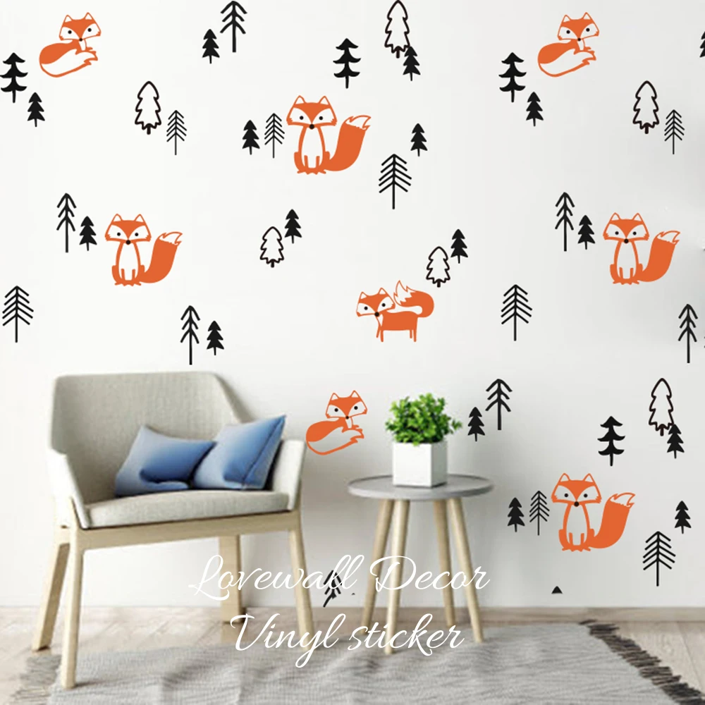 Cartoon Fox Forest Wall Sticker Baby Nursery Bedroom Cute Woodland Pin Tree Fox Forest Wall Decal Kids Room Living Room Vinyl
Cartoon Fox Forest Wall Sticker Baby Nursery Bedroom Cute Woodland Pin Tree Fox Forest Wall Decal Kids Room Living Room Vinyl