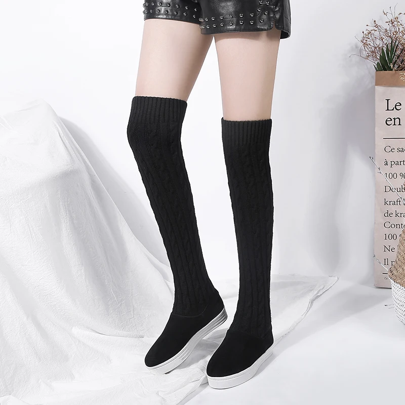 WETKISS Winter Stretch Women Boots Pointed Toe Knitting Flat With Footwear Over The Knee Girl Boot Elevator Platform Shoes Woman
WETKISS Winter Stretch Women Boots Pointed Toe Knitting Flat With Footwear Over The Knee Girl Boot Elevator Platform Shoes Woman
