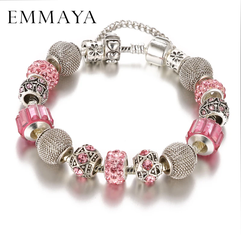 Модный браслет Emmaya с красивыми розовыми бусинами из муранского стекла|bracelets