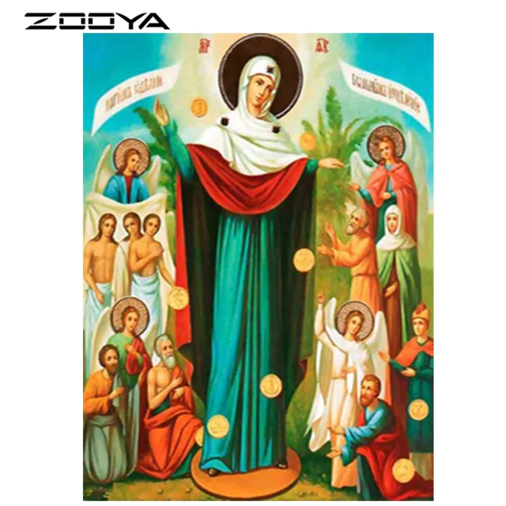ZOOYA DIY Алмазная картина Вышивка Узор Стразы Круглый полный мозаика наборы религия