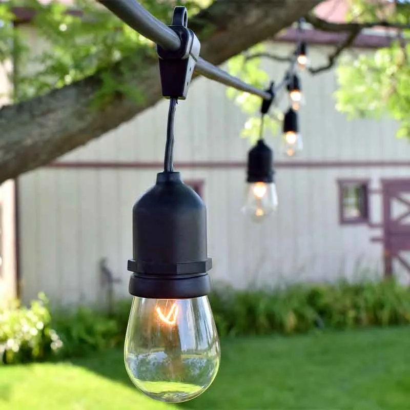 48 ft 14.4M Black Commercial Medium Suspended Socket String Light & S14 Clear Glass Bulbs For AU Market Christmas Patio Lights
48 ft 14.4M Black Commercial Medium Suspended Socket String Light & S14 Clear Glass Bulbs For AU Market Christmas Patio Lights