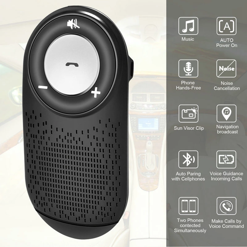 Car Bluetooth Kit Handsfree Noise Cancelling Bluetooth Receiver Car Speakerphone Multipoint Clip Sun Visor for Connect 2 Phones
Car Bluetooth Kit Handsfree Noise Cancelling Bluetooth Receiver Car Speakerphone Multipoint Clip Sun Visor for Connect 2 Phones