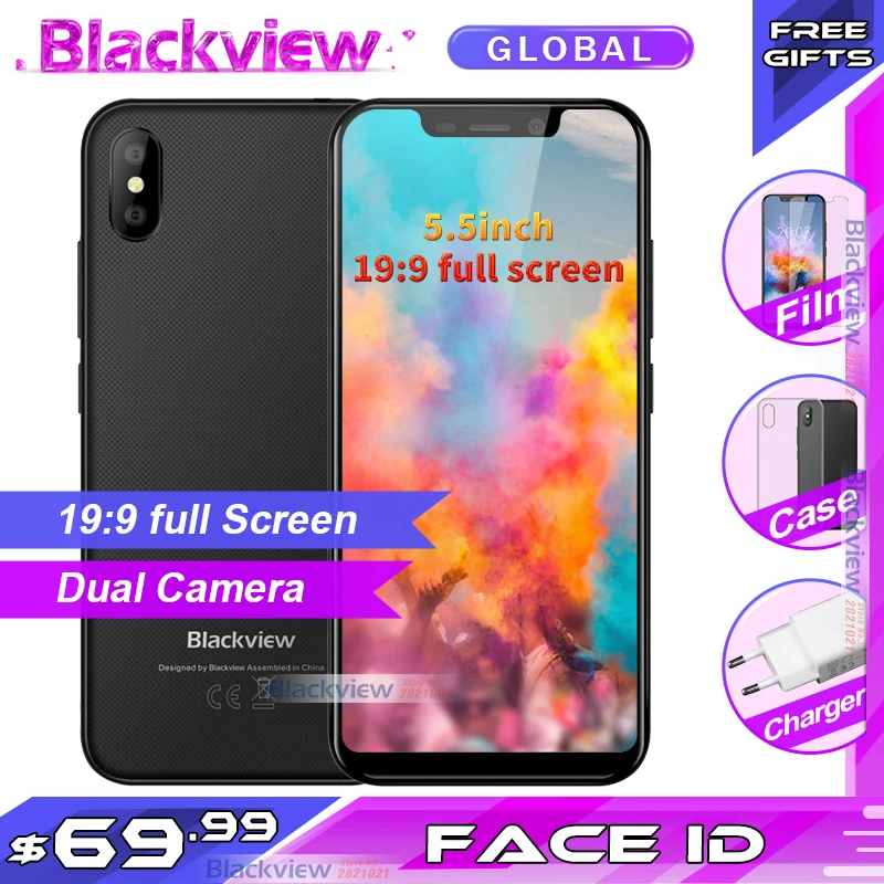 Blackview A30 смартфон 19:9 полный экран 2500 мАч 5 дюймов Android 8 1 dual Камера 2 ГБ Оперативная