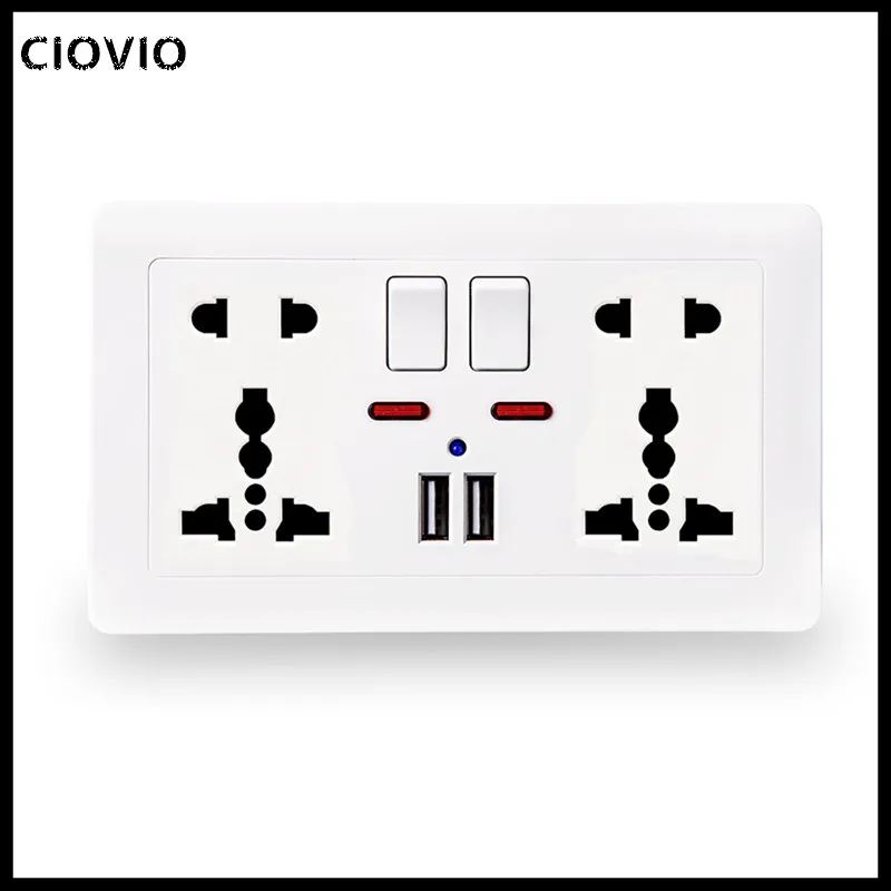 Wall Power Socket Double Universal 5 Hole Switched Outlet 2.1A Dual USB Charger Port LED indicator 146mm*86mm Gold white
Wall Power Socket Double Universal 5 Hole Switched Outlet 2.1A Dual USB Charger Port LED indicator 146mm*86mm Gold white