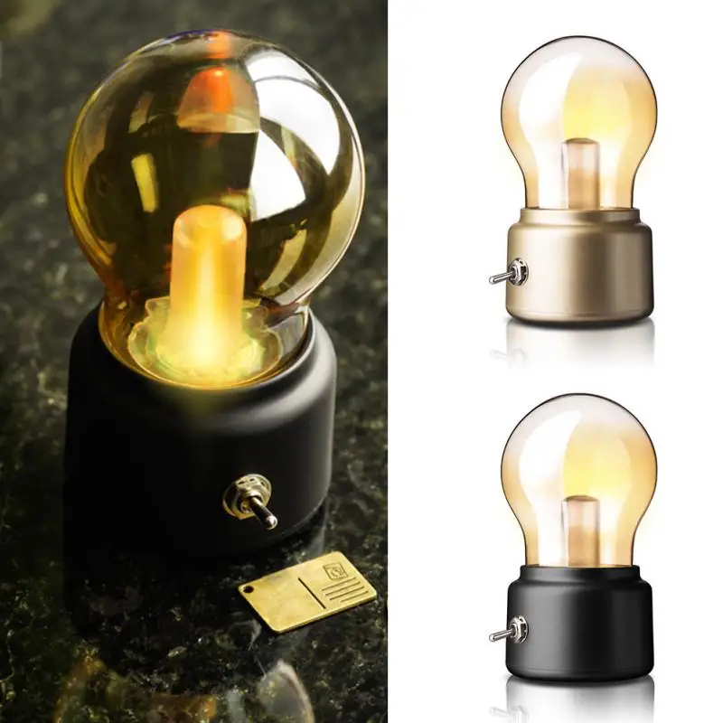 Retro Bulb LED Night Light USB Rechargeable Nightlight Table Lamps Decorative Desk Lamp Switch Bulb Atmosphere Home Decor Gift
Retro Bulb LED Night Light USB Rechargeable Nightlight Table Lamps Decorative Desk Lamp Switch Bulb Atmosphere Home Decor Gift