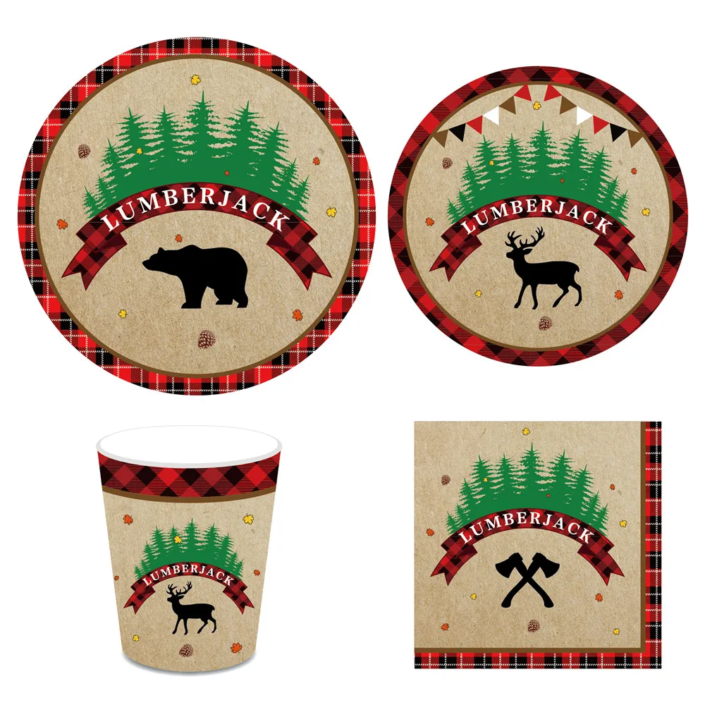 Lumberjack Theme Party Decorations Sets Forest Animal Axe Silhouette Disposable Tableware Napkins for Baby Birthday Party Favors
Lumberjack Theme Party Decorations Sets Forest Animal Axe Silhouette Disposable Tableware Napkins for Baby Birthday Party Favors
