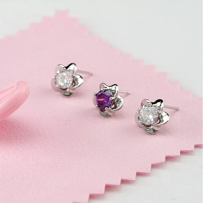 Серьги сливы из чистого серебра 925 пробы корейские антиаллергенные