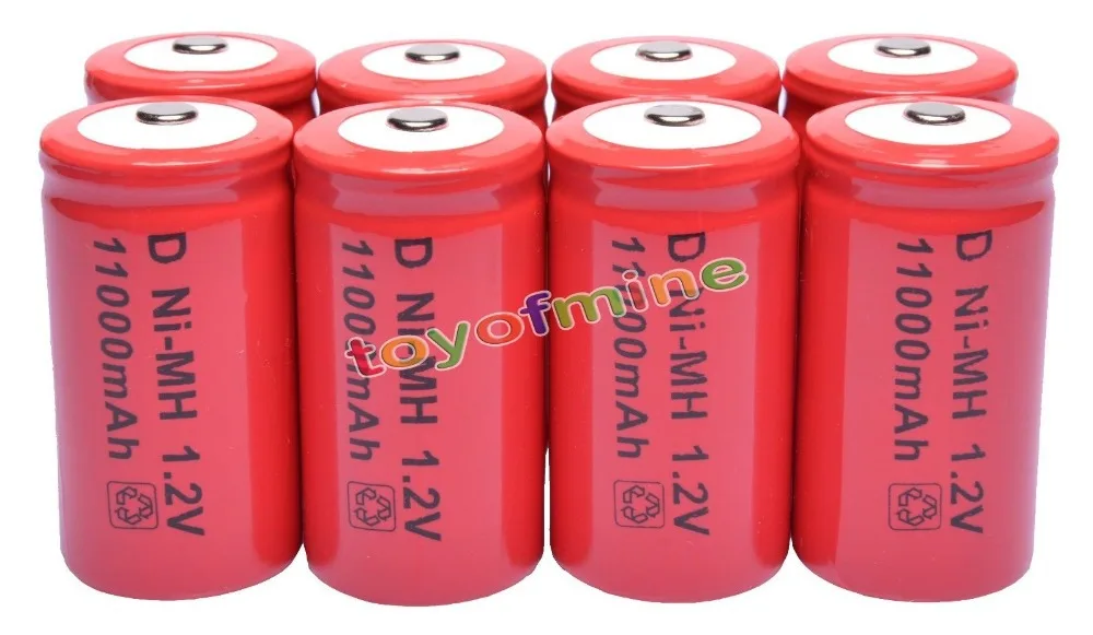 8Pcs D size 1.2V 11000mAh Ni-MH rechargeable battery Red cell