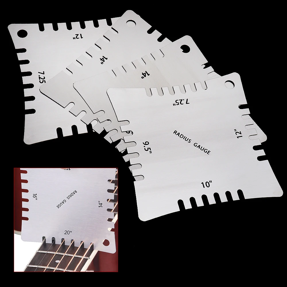 4pcs Stainless Steel Guitar Notched Radius Gauge Fingerboard Fretboard Measuring Tool Set Musical Instruments Parts Accessories
4pcs Stainless Steel Guitar Notched Radius Gauge Fingerboard Fretboard Measuring Tool Set Musical Instruments Parts Accessories
