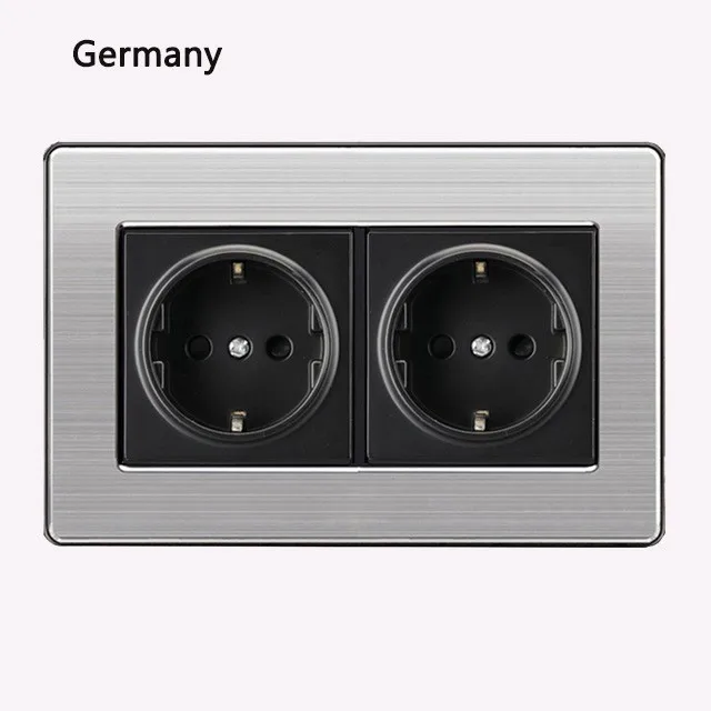 16a Eu Standard Wall Double Socket Luxury Power Outlet Stainless Steel Brushed Silver Panel 146mm*86mm Ac 110~250v
16a Eu Standard Wall Double Socket Luxury Power Outlet Stainless Steel Brushed Silver Panel 146mm*86mm Ac 110~250v