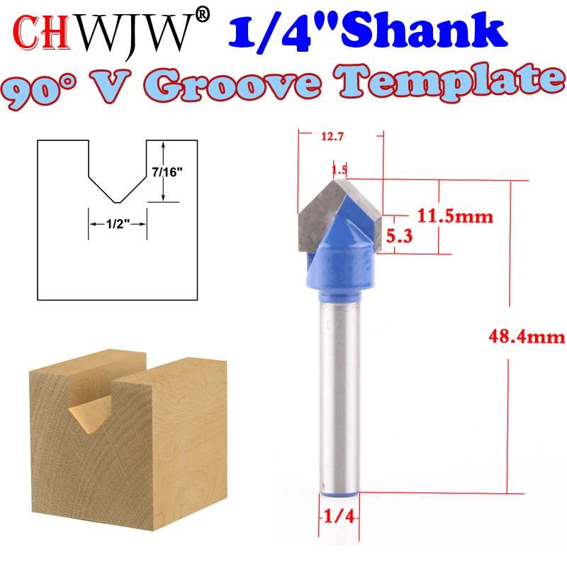 1pc 1/4" Shank 90 Degree V Groove Sign Lettering V-Groove Grooving Router Bit - 1/2&quotx 11.5mm | Инструменты