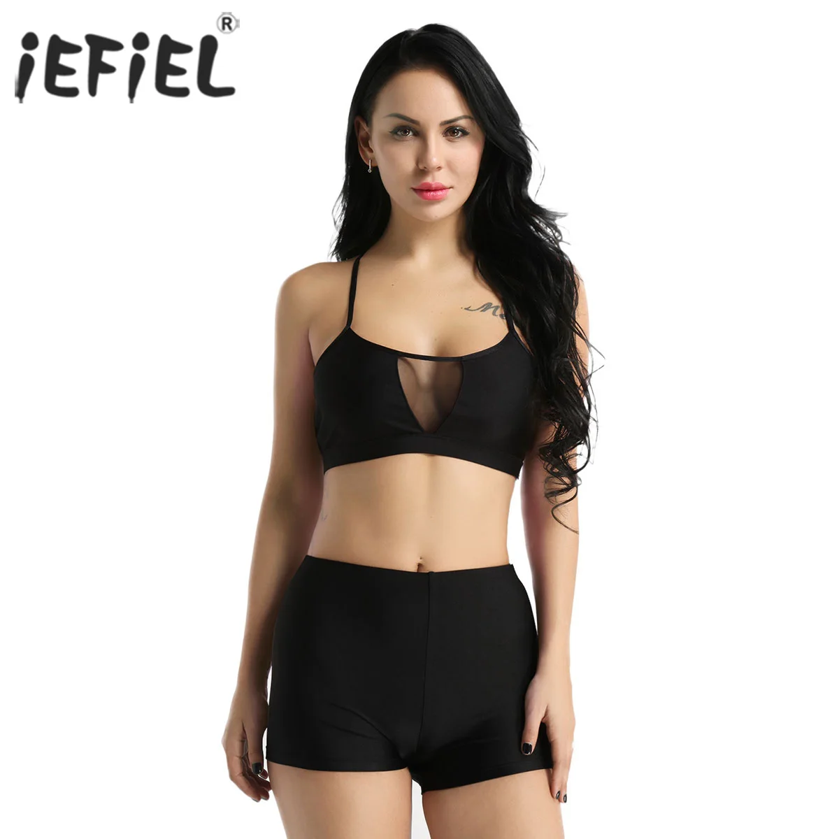 Womens Adult Ballet Competition Lyrical Dance Costumes Mesh Splice Tank Crop Top with Tight Short Gymnastics Leotard Dance Set
Womens Adult Ballet Competition Lyrical Dance Costumes Mesh Splice Tank Crop Top with Tight Short Gymnastics Leotard Dance Set