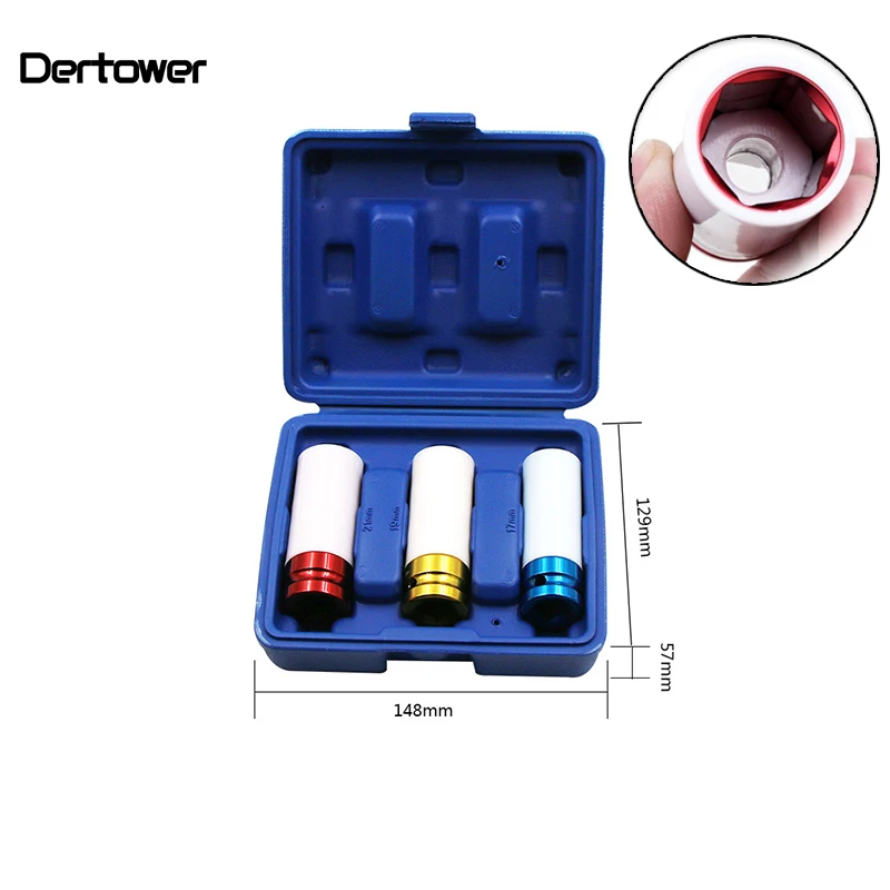 3PCS 17/19/21mm Pneumatic Tyre Protection Sleeve 1/2 Colorful Steam Sleeve Auto Repair Hardware Tool and Case
3PCS 17/19/21mm Pneumatic Tyre Protection Sleeve 1/2 Colorful Steam Sleeve Auto Repair Hardware Tool and Case